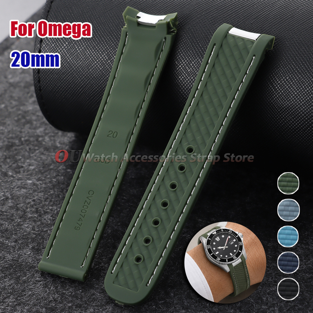 Curved End Silicone Watch Stra - Omega Watch Seamaster 评论和价格