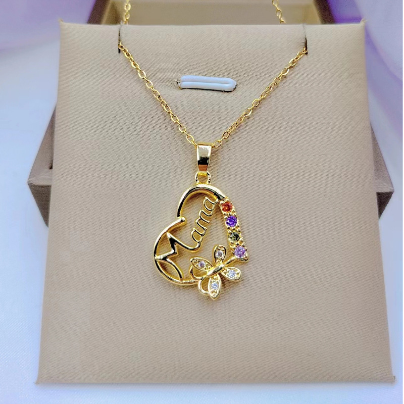 Multi-color Crystal Heart Mama - Butterfly Clasp Deployant 评论和价格