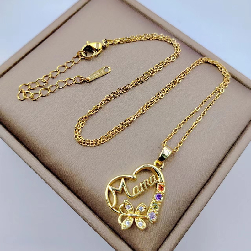 Multi-color Crystal Heart Mama - Butterfly Clasp Deployant 评论和价格