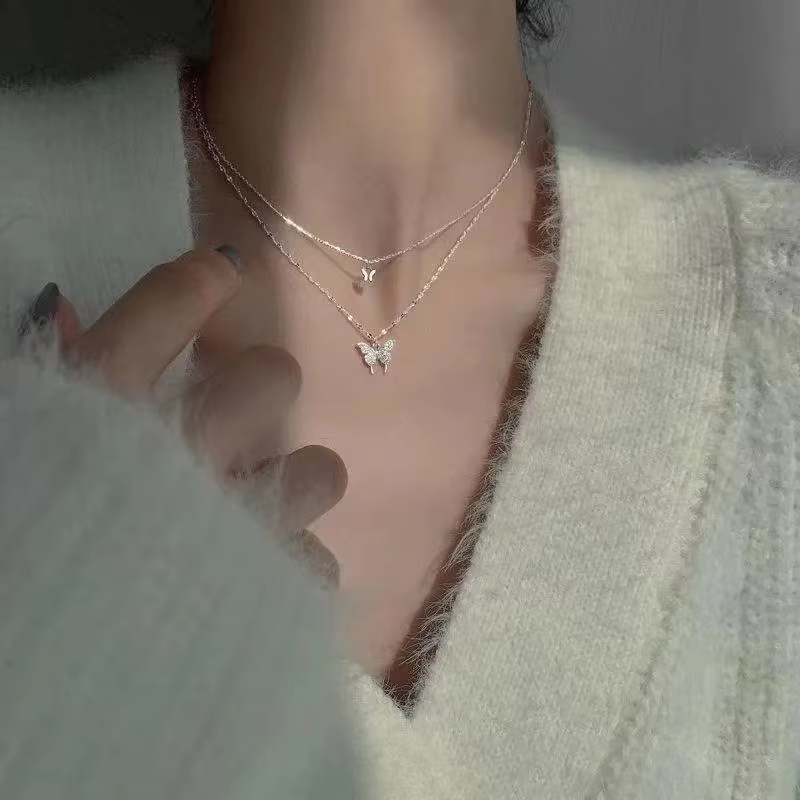New Shiny Butterfly Necklace L - Butterfly Clasp Deployant 评论和价格